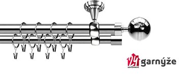 Kovové garnýže dvouřadé stropní 19mm - ROMA KOULE ELEGANT nerez