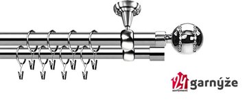 Kovové garnýže dvouřadé stropní 19mm - ROMA PICO CRYSTAL nerez