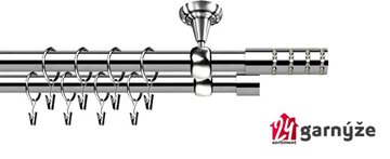 Kovové garnýže dvouřadé stropní 19mm - ROMA ROSETTI CRYSTAL nerez