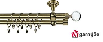 Kovové garnýže dvouřadé stropní 25 a 19mm - ROMA BELUNA CRYSTAL mosaz