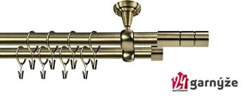 Kovové garnýže dvouřadé stropní 25 a 19mm - ROMA CYLINDR mosaz