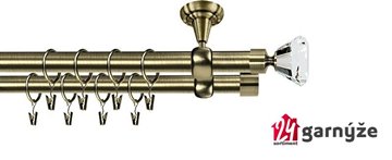 Kovové garnýže dvouřadé stropní 25 a 19mm - ROMA CLAREX CRYSTAL mosaz