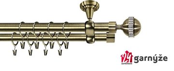 Kovové garnýže dvouřadé stropní 25 a 19mm - ROMA GLOBI CRYSTAL mosaz