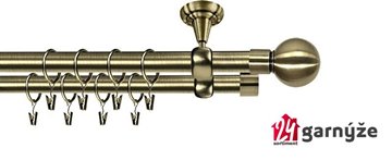 Kovové garnýže dvouřadé stropní 25 a 19mm - ROMA KOULE mosaz