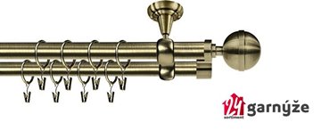 Kovové garnýže dvouřadé stropní 25 a 19mm - ROMA KOULE ELEGANT mosaz