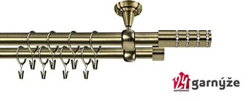 Kovové garnýže dvouřadé stropní 25 a 19mm - ROMA ROSETTI CRYSTAL mosaz