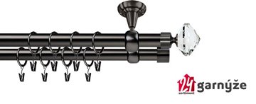 Kovové garnýže dvouřadé stropní 25 a 19mm - ROMA BLANCA CRYSTAL antracit