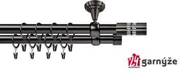 Kovové garnýže dvouřadé stropní 25 a 19mm - ROMA LANSO CRYSTAL antracit