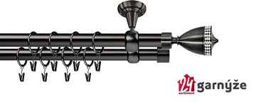 Kovové garnýže dvouřadé stropní 25 a 19mm - ROMA PIANO CRYSTAL antracit