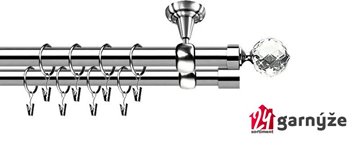 Kovové garnýže dvouřadé stropní 25 a 19mm - ROMA BELUNA CRYSTAL nerez