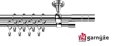 Kovové garnýže dvouřadé stropní 25 a 19mm - ROMA CYLINDR nerez