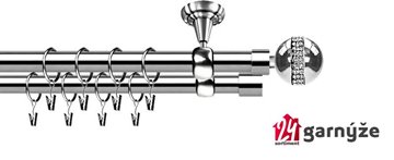 Kovové garnýže dvouřadé stropní 25 a 19mm - ROMA GLOBI CRYSTAL nerez
