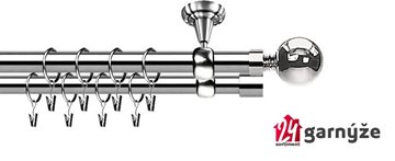 Kovové garnýže dvouřadé stropní 25 a 19mm - ROMA KOULE nerez