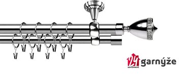 Kovové garnýže dvouřadé stropní 25 a 19mm - ROMA PIANO CRYSTAL nerez