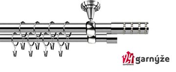 Kovové garnýže dvouřadé stropní 25 a 19mm - ROMA ROSETTI CRYSTAL nerez