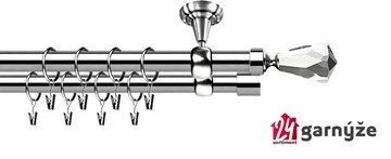 Kovové garnýže dvouřadé stropní 25 a 19mm - ROMA TRAVO CRYSTAL nerez