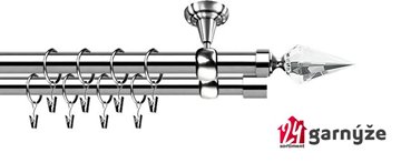 Kovové garnýže dvouřadé stropní 25 a 19mm - ROMA VENETO CRYSTAL nerez