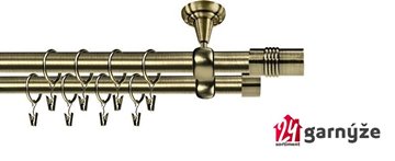 Kovové garnýže dvouřadé stropní 16 a 16mm - ROMA CYLINDR mosaz