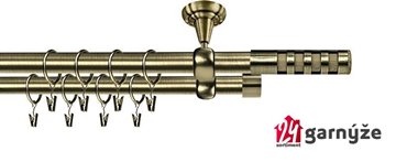 Kovové garnýže dvouřadé stropní 16 a 16mm - ROMA DAKOTA mosaz