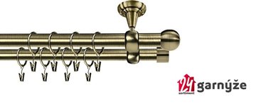 Kovové garnýže dvouřadé stropní 16 a 16mm - ROMA KOULE mosaz