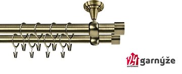 Kovové garnýže dvouřadé stropní 16 a 16mm - ROMA LUNA mosaz