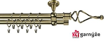 Kovové garnýže dvouřadé stropní 16 a 16mm - ROMA TWIST mosaz
