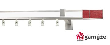 Kovové garnýže jednořadé hranaté - AVENO CROCO RED bílé