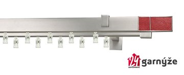 Kovové garnýže dvouřadé hranaté - AVENO CROCO RED chromové