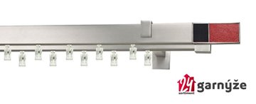 Kovové garnýže dvouřadé hranaté - AVENO CROCO RED, BLACK chromové