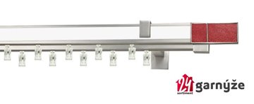 Kovové garnýže dvouřadé hranaté - AVENO CROCO RED bílé