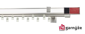 Kovové garnýže dvouřadé hranaté - AVENO CROCO RED, BLACK bílé