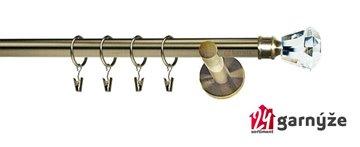 Kovové garnýže jednořadé moderní 19mm - CLAREX crystal mosazné