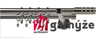 Kovové garnýže dvouřadé 19mm - NEO Rosetti crystal antracitové