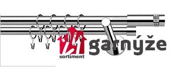 Kovové garnýže dvouřadé 19mm - NEO Ostelo crystal nerezové